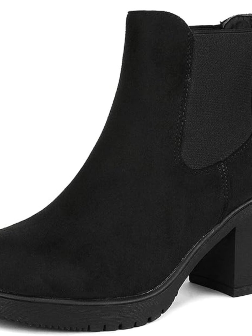 Chunky Heel Chelsea Ankle Boots Slip On Elastic Fall Heeled Booties Shoes